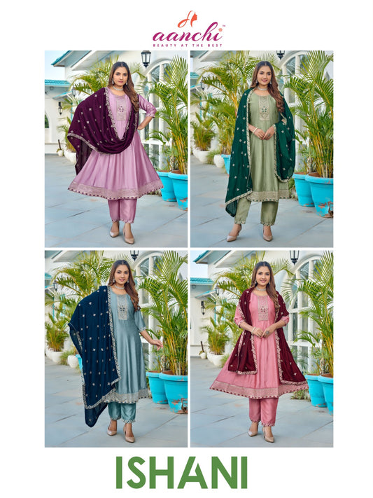 Ishani Aanchi Vichitra Silk Readymade Anarkali Suits Wholesaler India