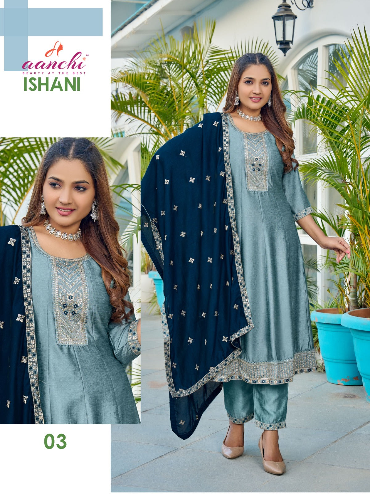 Ishani Aanchi Vichitra Silk Readymade Anarkali Suits Wholesaler India