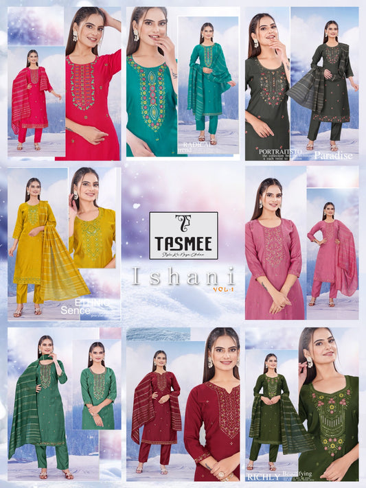 Ishani Vol 1 Tasmee Vertical Readymade Pant Style Suits Manufacturer Gujarat