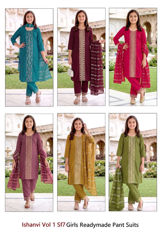 Ishanvi Vol 1 Sf7 Roman Girls Readymade Pant Suits Exporter Gujarat