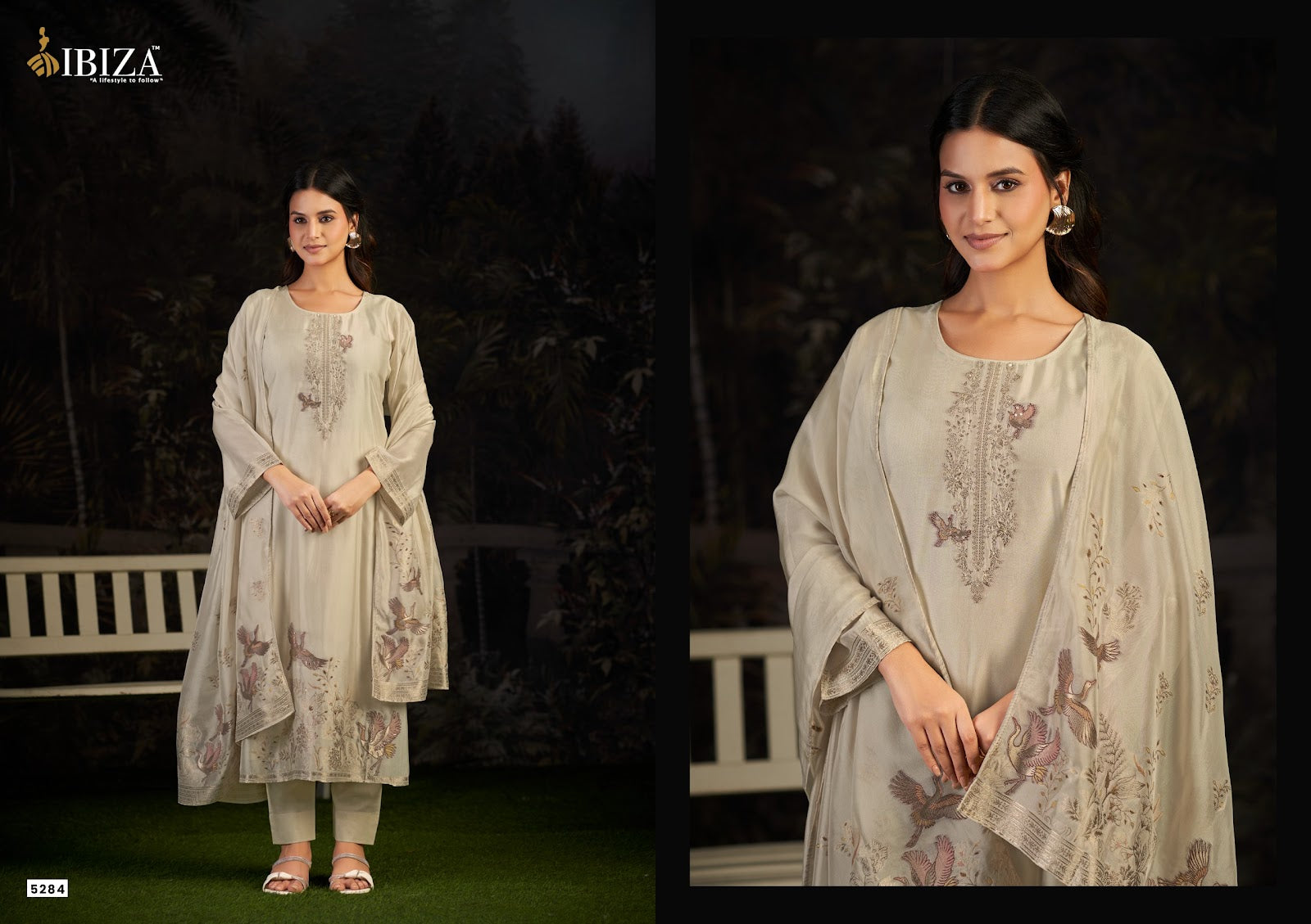 Ishara Ibiza Banglori Silk Pant Style Suits Supplier