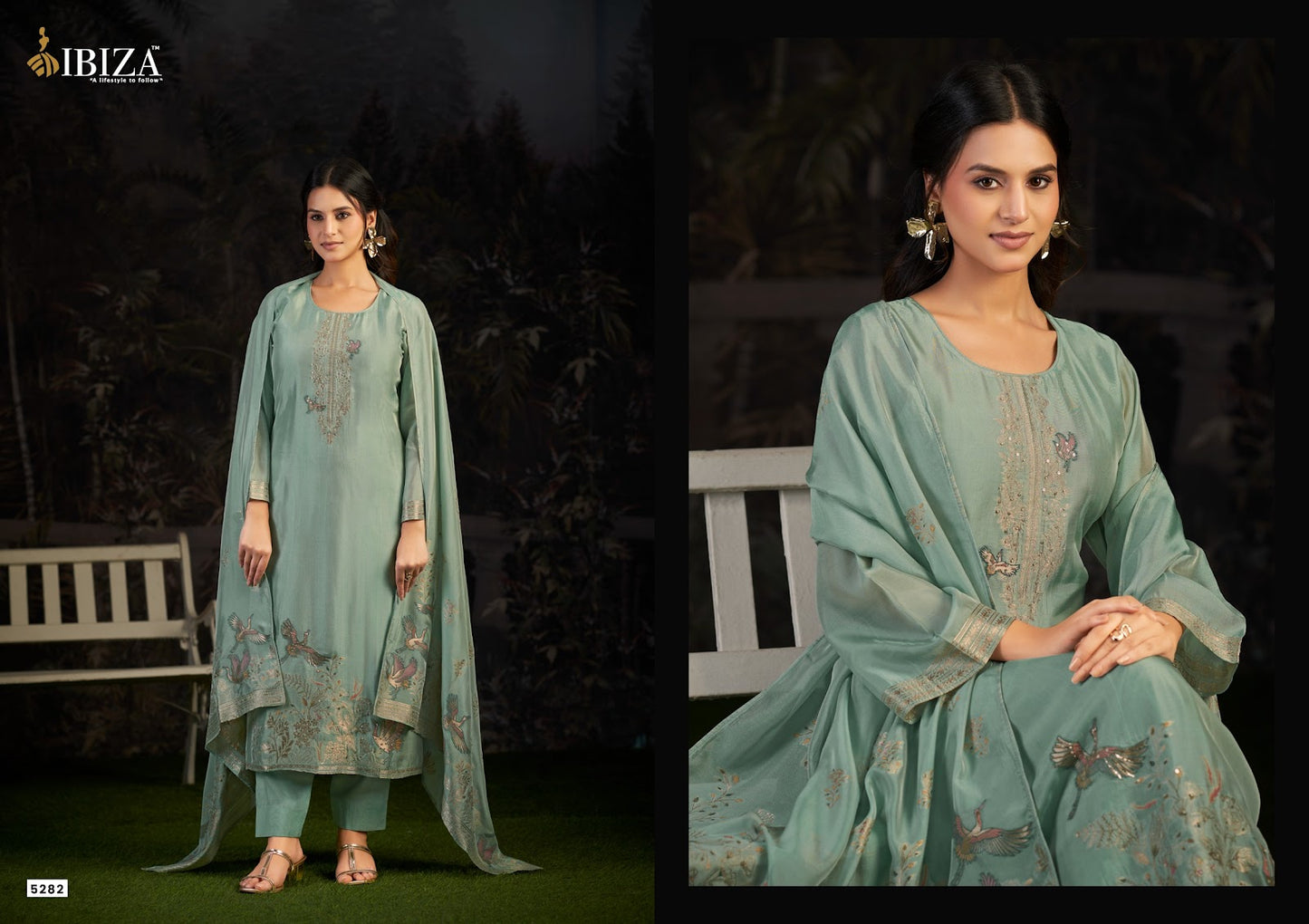 Ishara Ibiza Banglori Silk Pant Style Suits Supplier