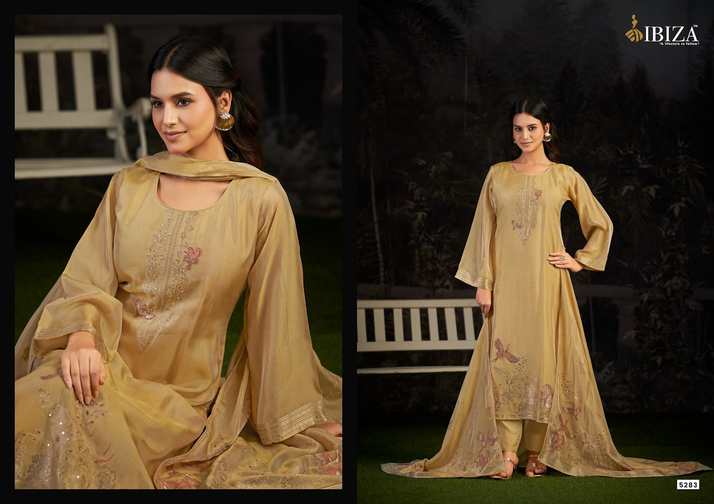 Ishara Ibiza Banglori Silk Pant Style Suits Supplier