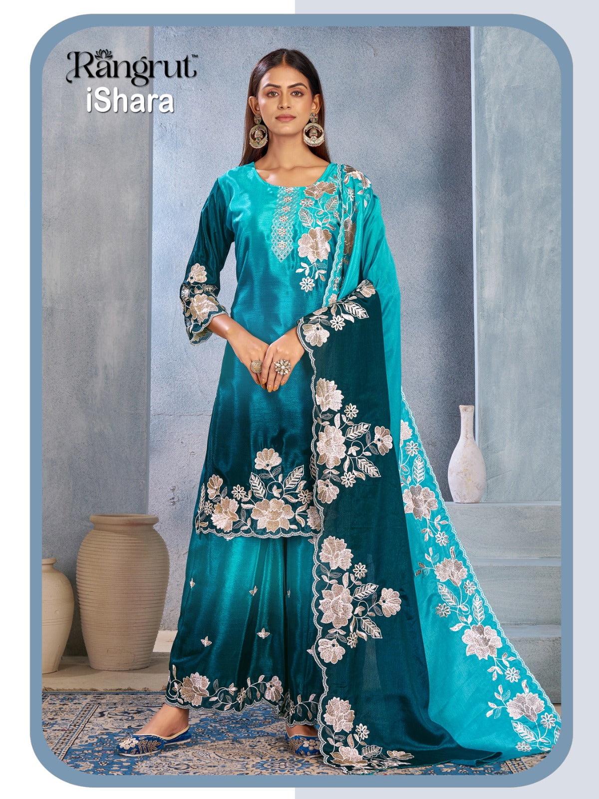 Ishara Rangrut Banwery Chinon Readymade Plazzo Style Suits Manufacturer Ahmedabad