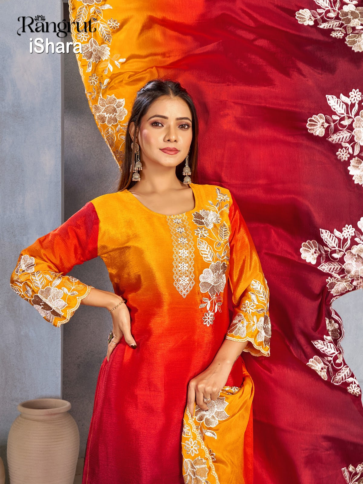 Ishara Rangrut Banwery Chinon Readymade Plazzo Style Suits Manufacturer Ahmedabad
