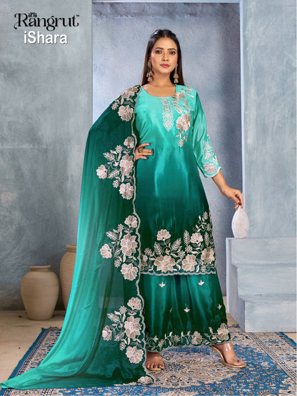 Ishara Rangrut Banwery Chinon Readymade Plazzo Style Suits Manufacturer Ahmedabad
