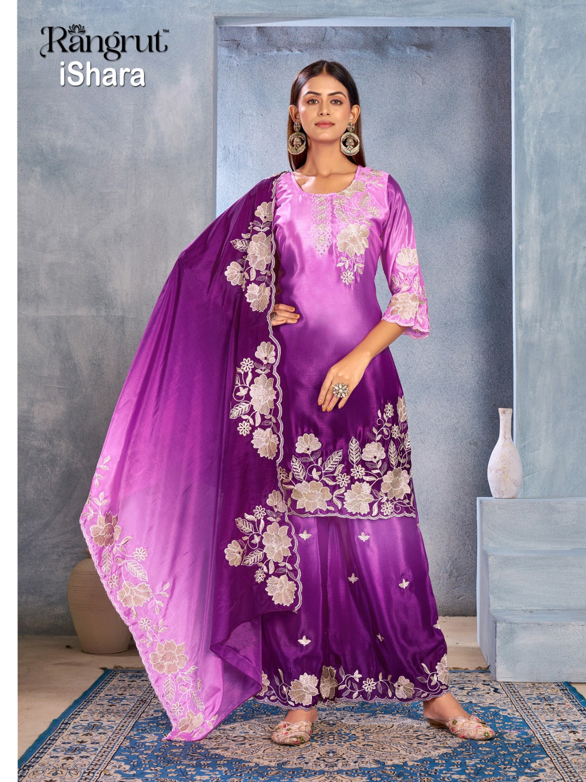 Ishara Rangrut Banwery Chinon Readymade Plazzo Style Suits Manufacturer Ahmedabad