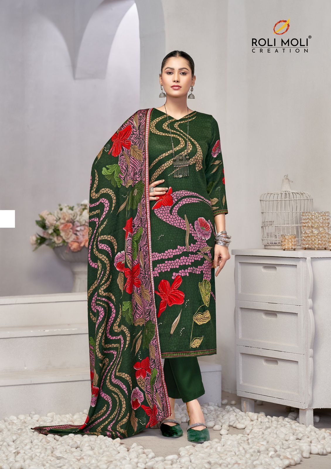 Ishara Roli Moli Karachi Pashmina Salwar Suits Wholesaler India
