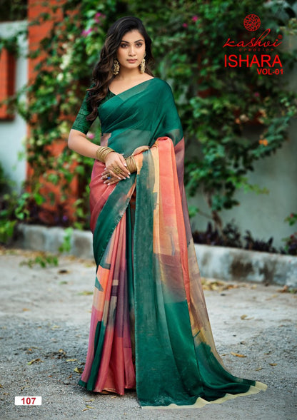 Ishara Vol 1 Kashvi Creation Moss Sarees Wholesale Price