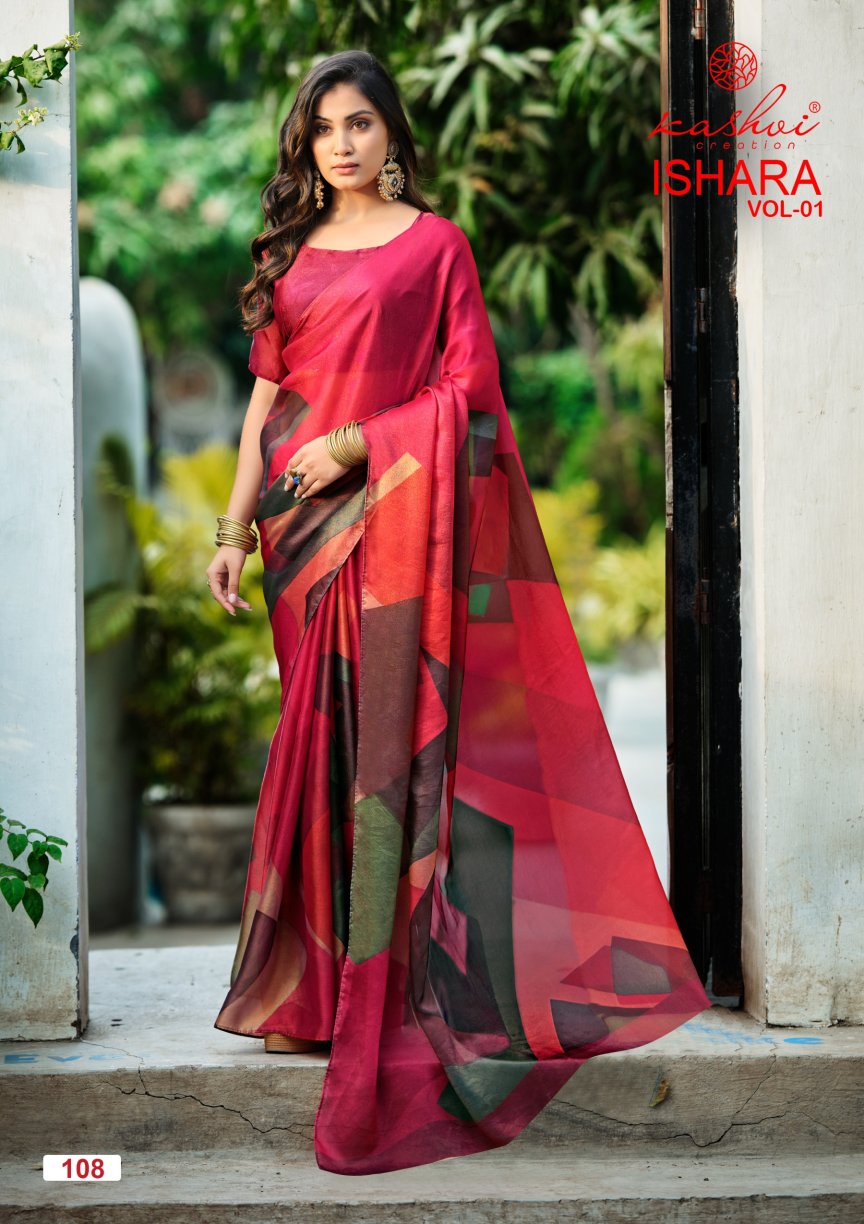 Ishara Vol 1 Kashvi Creation Moss Sarees Wholesale Price