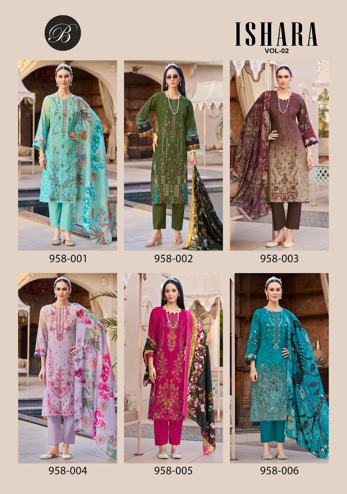 Ishara Vol 2 Belliza Designer Studio Pure Cotton Karachi Salwar Suits Exporter India