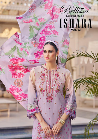Ishara Vol 2 Belliza Designer Studio Pure Cotton Karachi Salwar Suits Exporter India