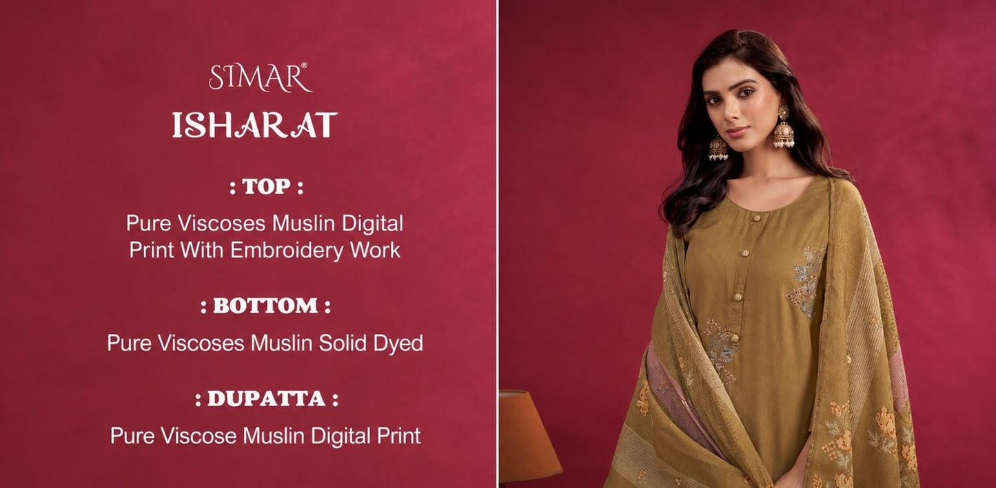 Isharat Muslin Simar Viscose Pant Style Suits Manufacturer Gujarat