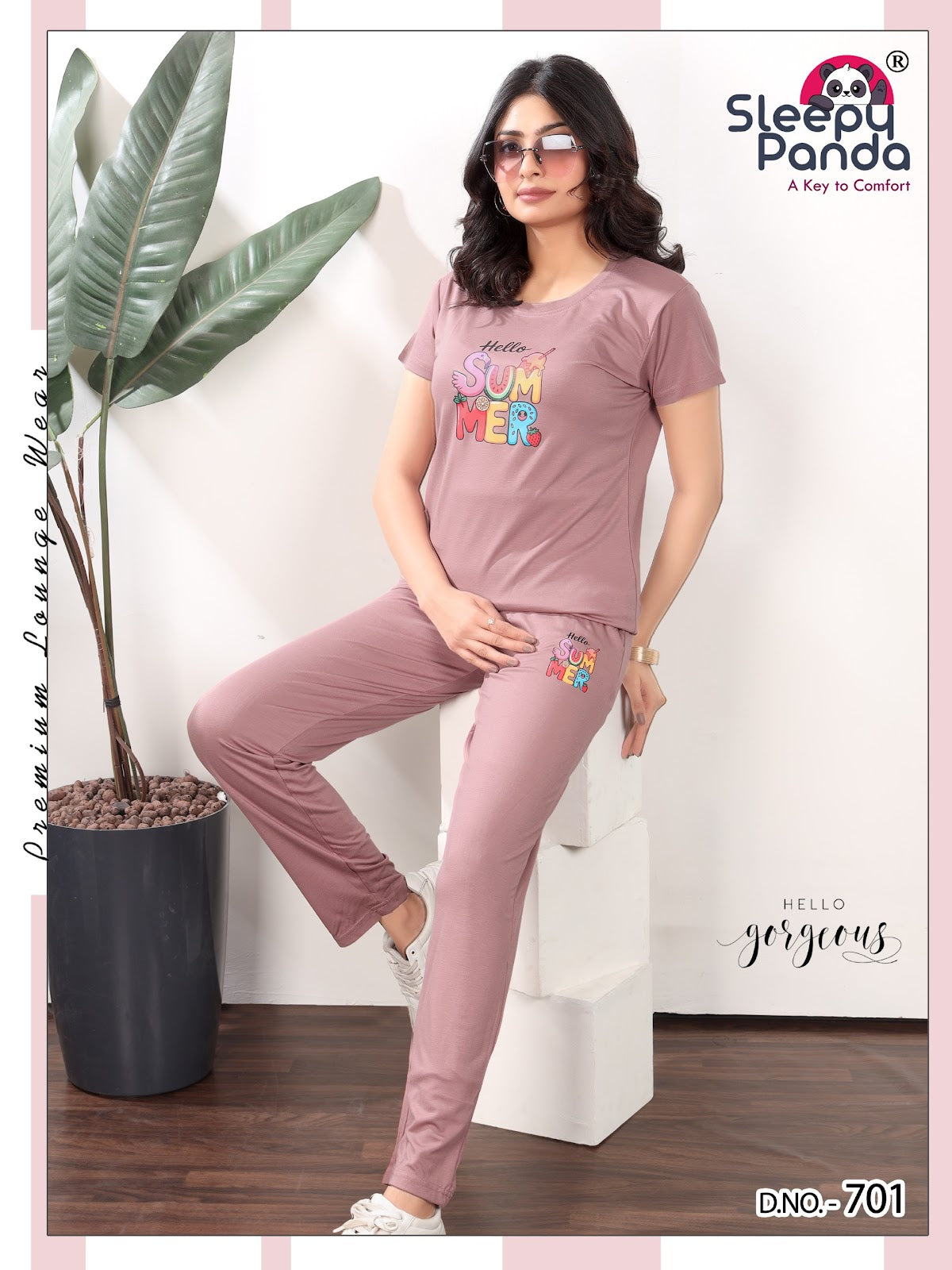 Ishika 701 Sleepy Panda Tencil Lycra Pyjama Night Suits Exporter Gujarat