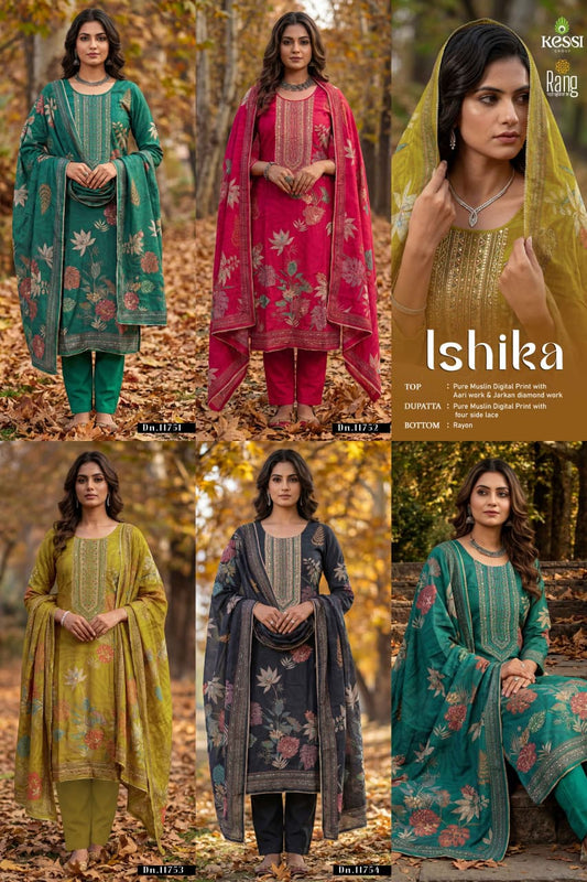Ishika Kessi Rang Muslin Pant Style Suits Wholesale Rate