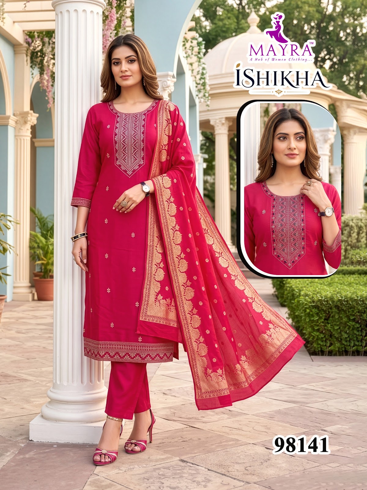 Ishika Mayra Roman Readymade Pant Style Suits Wholesaler Ahmedabad