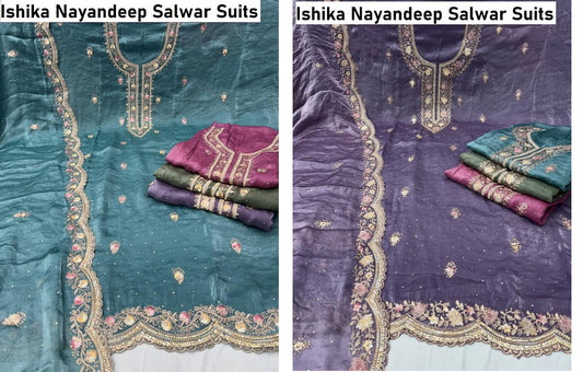 Ishika Nayandeep Satin Salwar Suits Exporter India