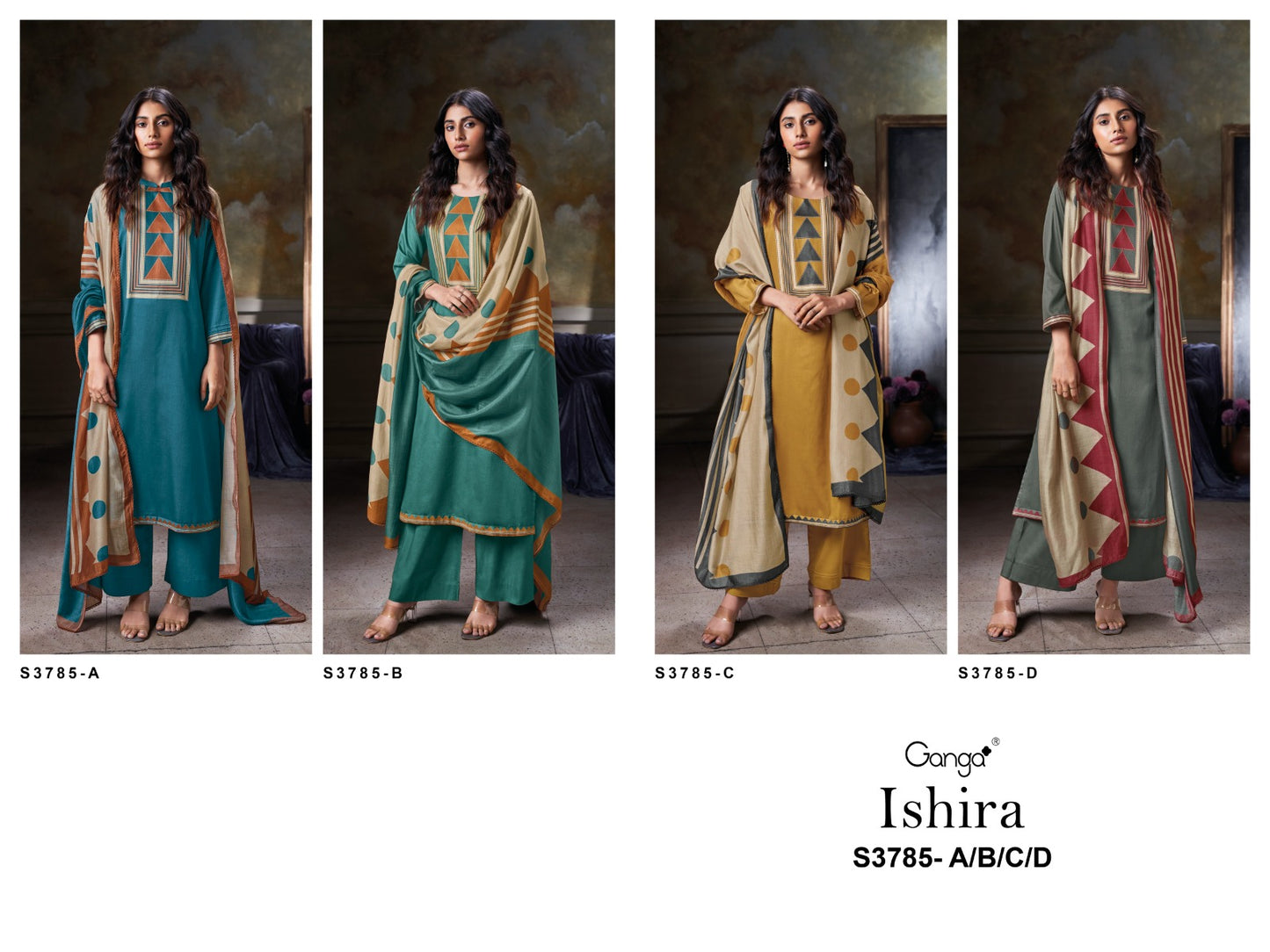 Ishira 3785 Ganga Plazzo Style Suits Exporter Gujarat