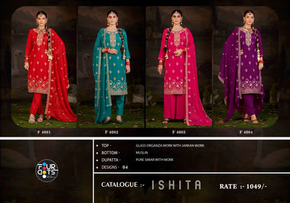 Ishita Four Dots Organza Pant Style Suits Manufacturer India