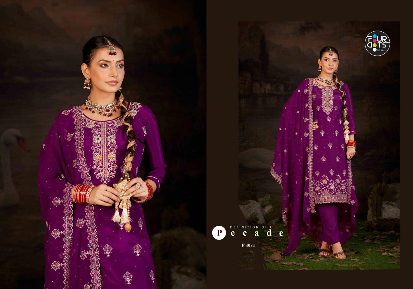 Ishita Four Dots Organza Pant Style Suits Manufacturer India