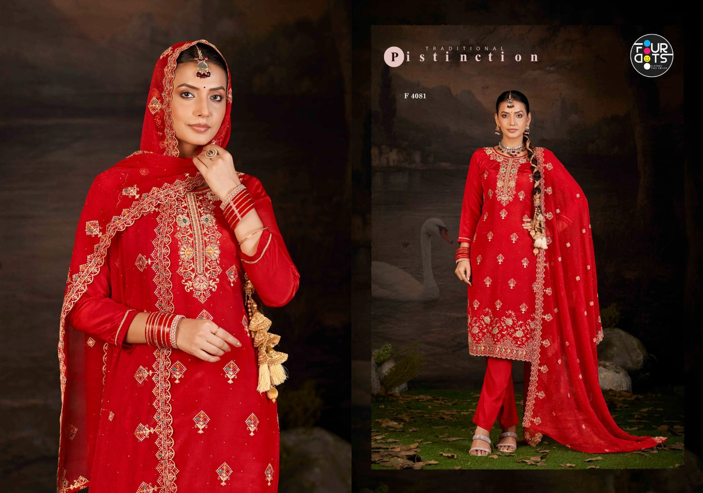 Ishita Four Dots Organza Pant Style Suits Manufacturer India