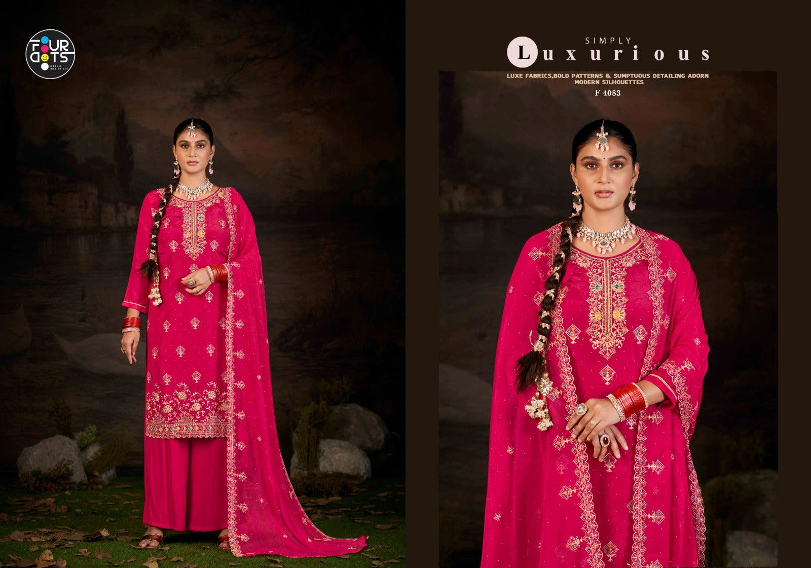 Ishita Four Dots Organza Pant Style Suits Manufacturer India