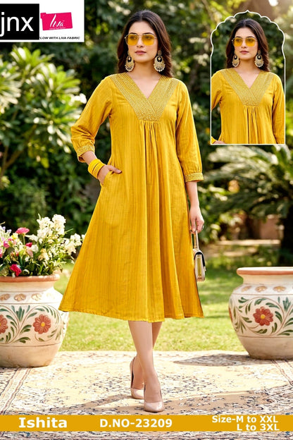 Ishita Jnx Vertican Kurti With Pocket Exporter Gujarat