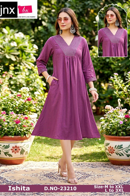 Ishita Jnx Vertican Kurti With Pocket Exporter Gujarat