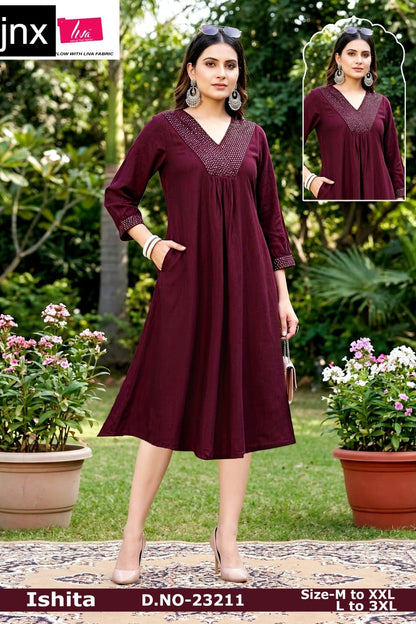Ishita Jnx Vertican Kurti With Pocket Exporter Gujarat