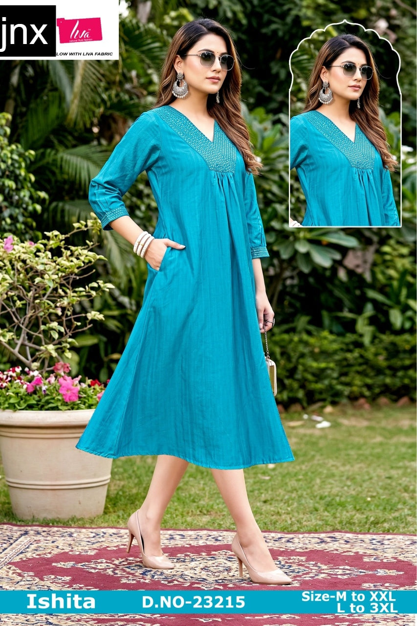 Ishita Jnx Vertican Kurti With Pocket Exporter Gujarat