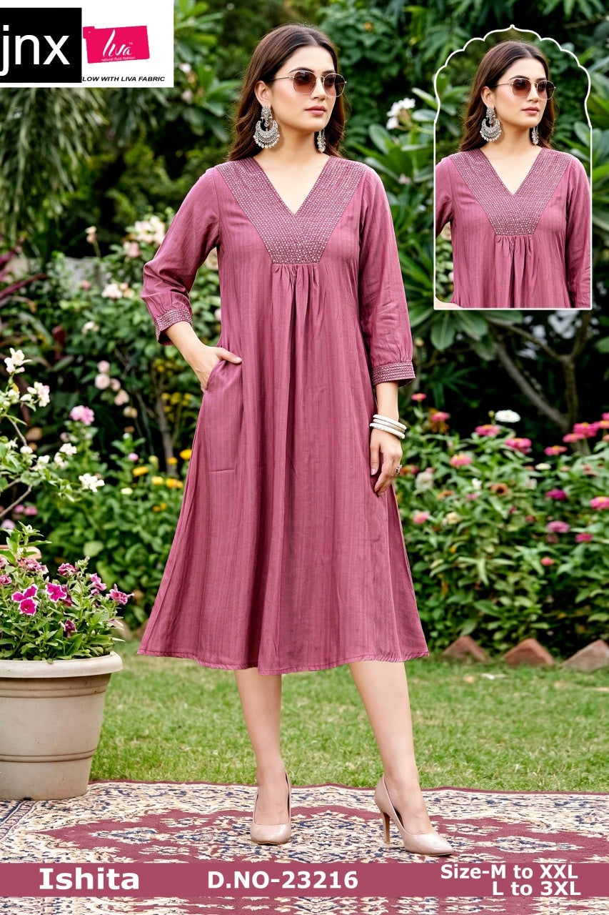 Ishita Jnx Vertican Kurti With Pocket Exporter Gujarat