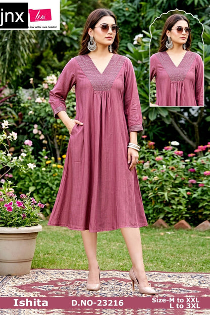 Ishita Jnx Vertican Kurti With Pocket Exporter Gujarat