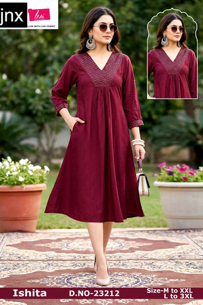 Ishita Jnx Vertican Kurti With Pocket Exporter Gujarat