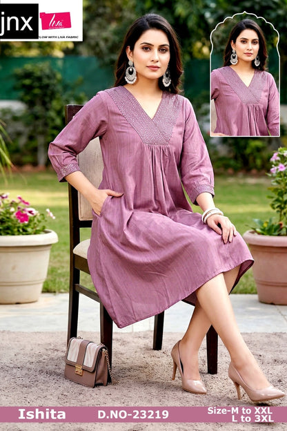 Ishita Jnx Vertican Kurti With Pocket Exporter Gujarat