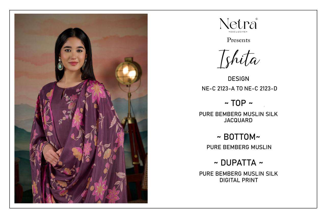 Ishita Netra Bemberg Muslin Pant Style Suits Supplier
