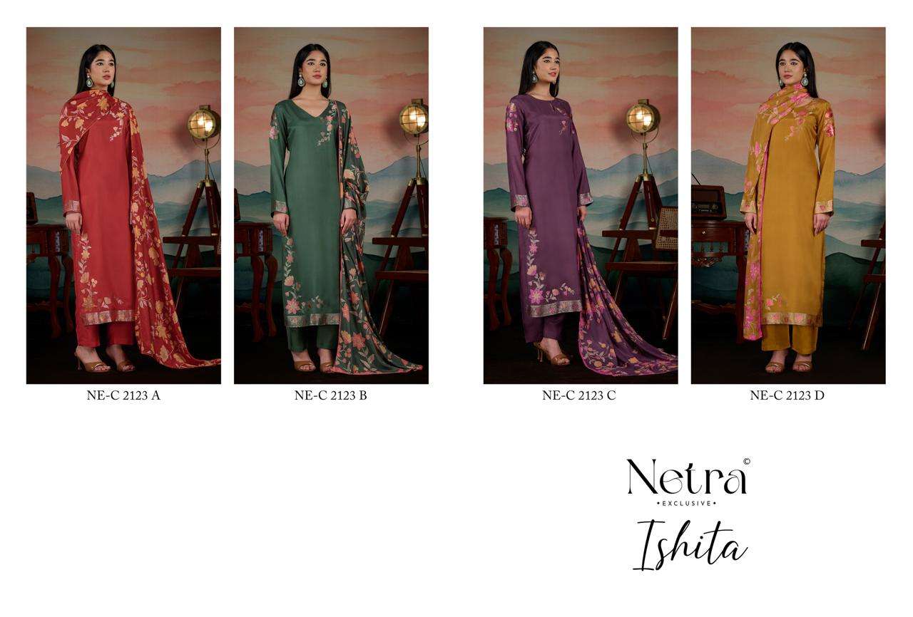 Ishita Netra Bemberg Muslin Pant Style Suits Supplier