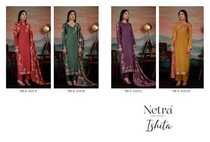 Ishita Netra Bemberg Muslin Pant Style Suits Supplier