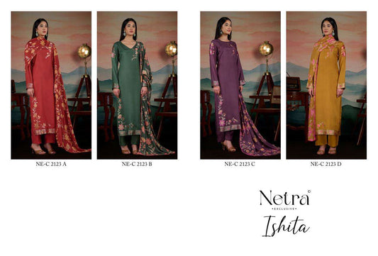 Ishita Netra Bemberg Muslin Pant Style Suits Supplier