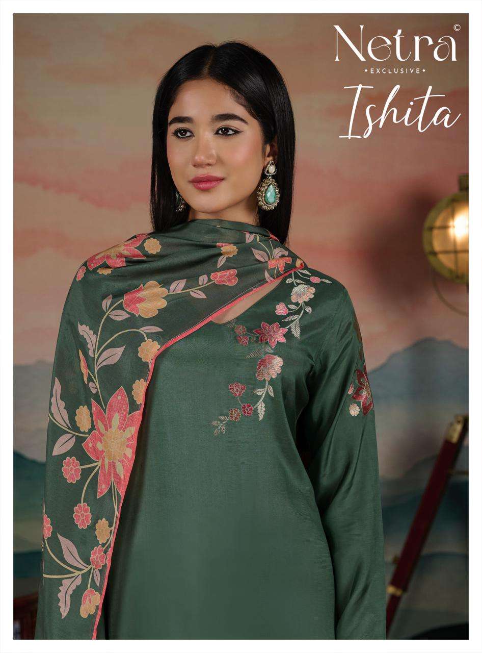 Ishita Netra Bemberg Muslin Pant Style Suits Supplier