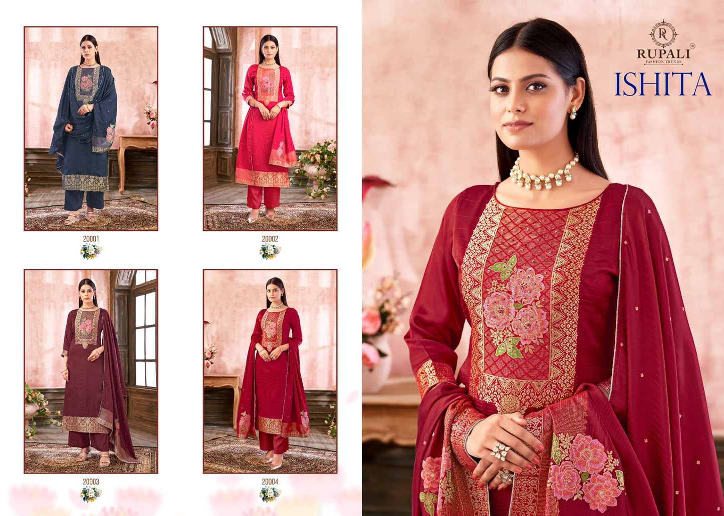 Ishita Rupali Viscose Silk Plazzo Style Suits Wholesaler India