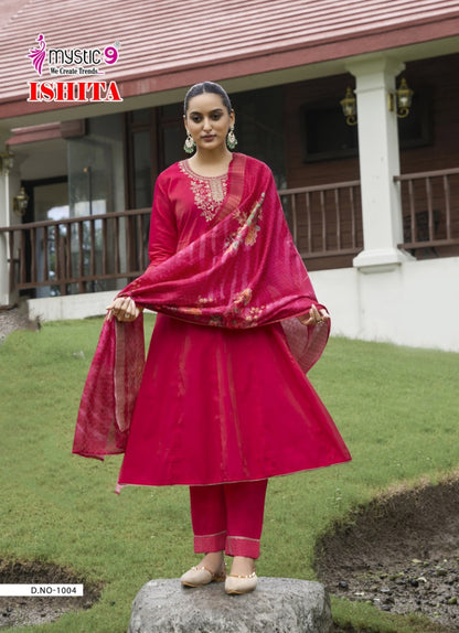 Ishita Vol 1 Mystic 9 Roman Silk Readymade Anarkali Suits Supplier India