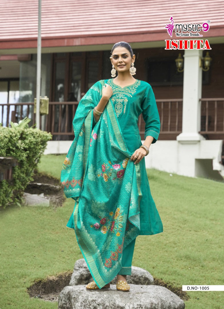 Ishita Vol 1 Mystic 9 Roman Silk Readymade Anarkali Suits Supplier India