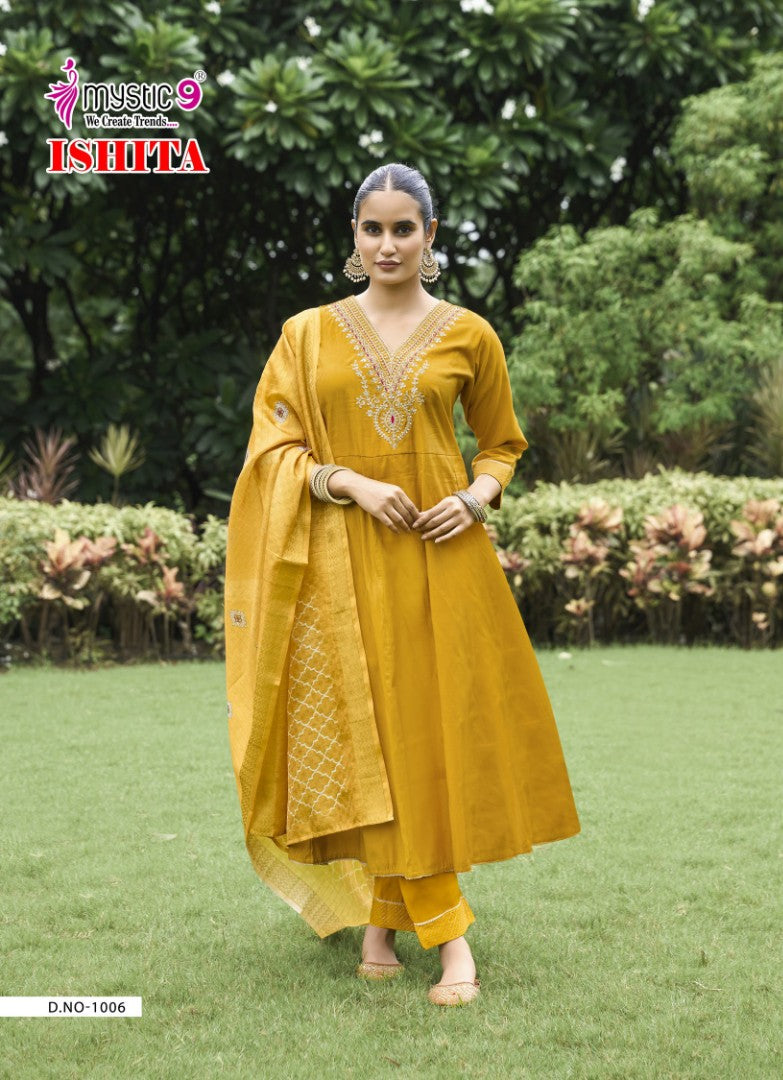 Ishita Vol 1 Mystic 9 Roman Silk Readymade Anarkali Suits Supplier India