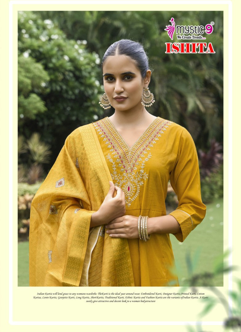 Ishita Vol 1 Mystic 9 Roman Silk Readymade Anarkali Suits Supplier India