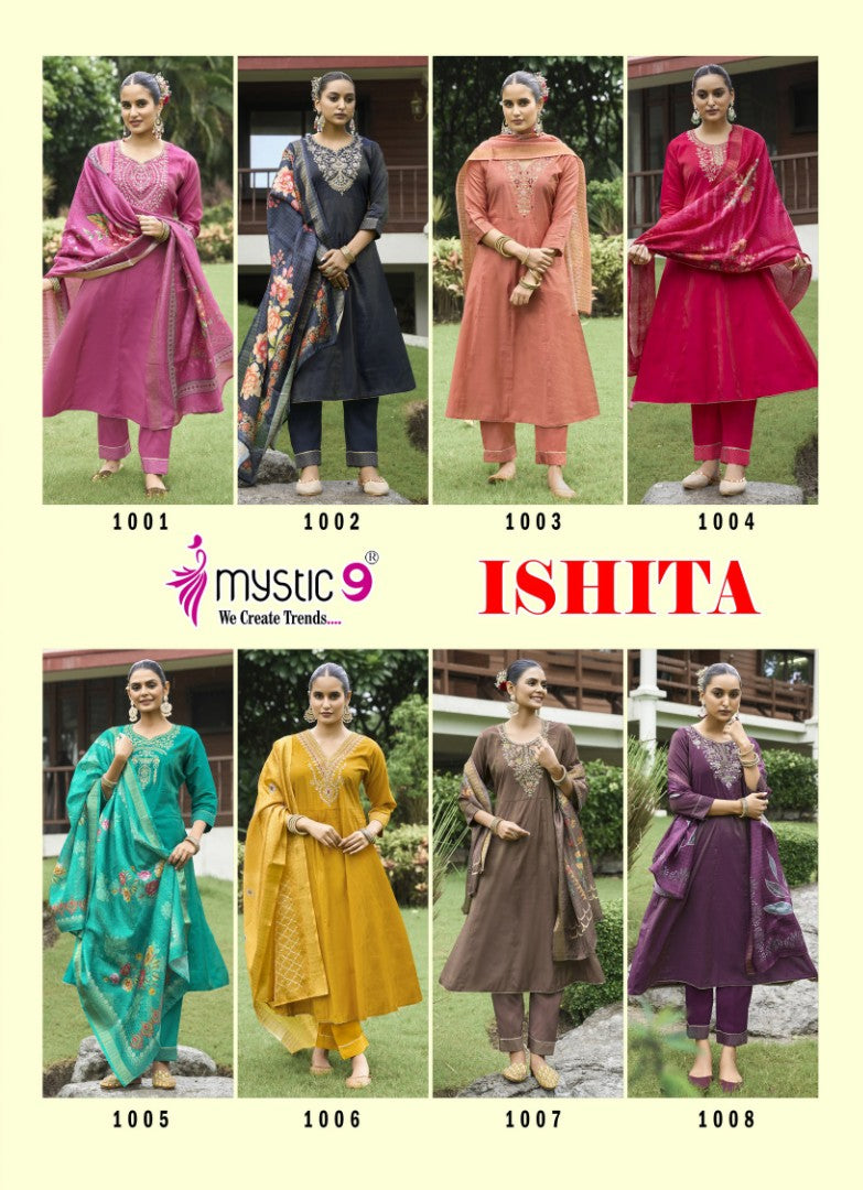 Ishita Vol 1 Mystic 9 Roman Silk Readymade Anarkali Suits Supplier India