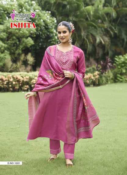 Ishita Vol 1 Mystic 9 Roman Silk Readymade Anarkali Suits Supplier India