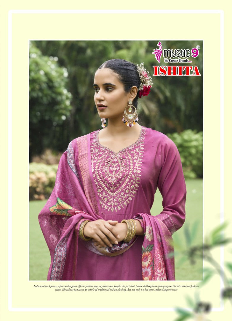 Ishita Vol 1 Mystic 9 Roman Silk Readymade Anarkali Suits Supplier India