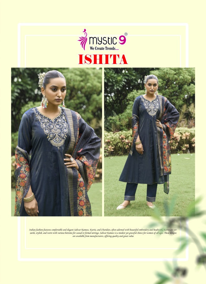 Ishita Vol 1 Mystic 9 Roman Silk Readymade Anarkali Suits Supplier India