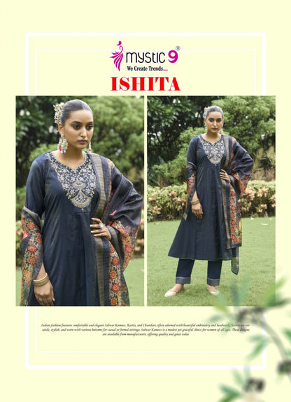 Ishita Vol 1 Mystic 9 Roman Silk Readymade Anarkali Suits Supplier India