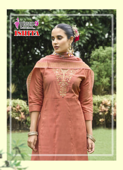 Ishita Vol 1 Mystic 9 Roman Silk Readymade Anarkali Suits Supplier India